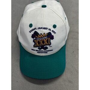 Super Bowl XXXI 1997 New Orleans Superdome Commemorative Cap White Green NFL